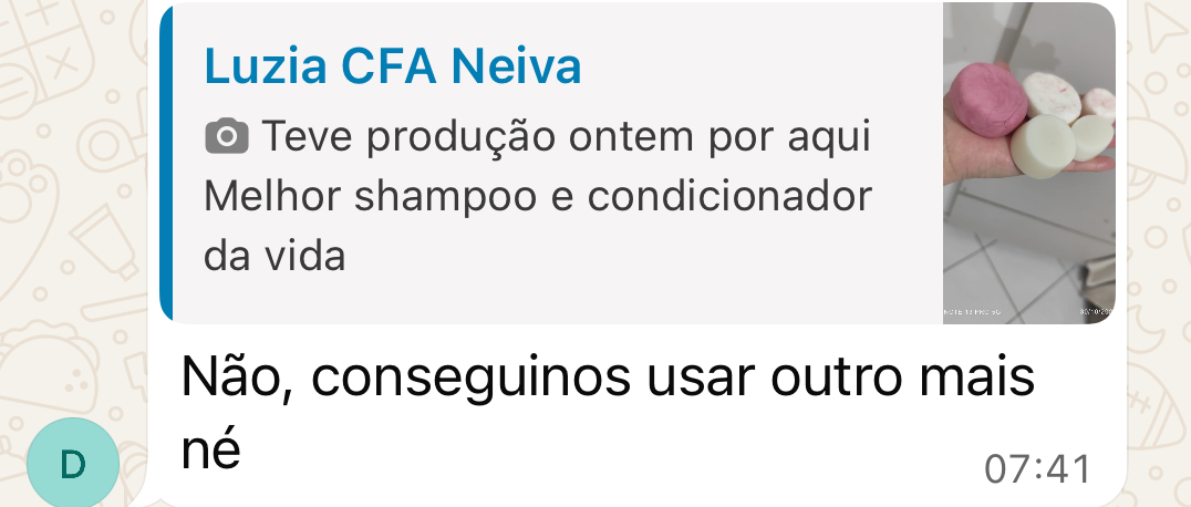 Produto natural feito por aluna
